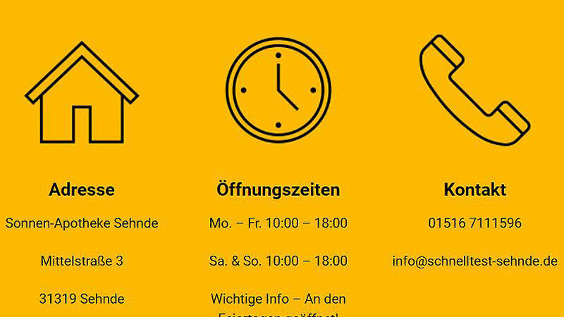 Neue Öffnungszeiten für Corona-Testzentrum Sonnenapotheke in Sehnde