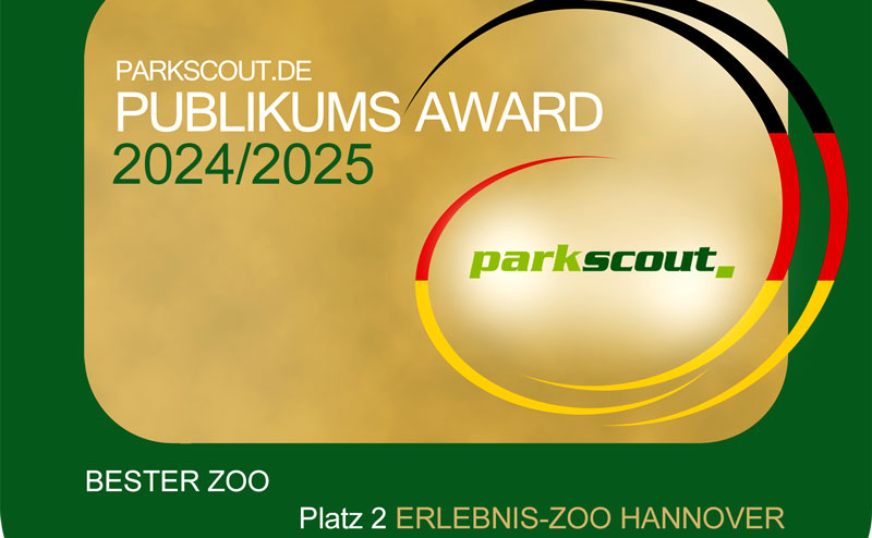 Erlebnis-Zoo Hannover erreicht zweiten Platz beim Parkscout-Publikums-Award „Bester Zoo“